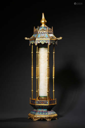 AN IMPERIAL GILT BRONZE AND CLOISONNE ENAMEL PARFUMIER  AND ...