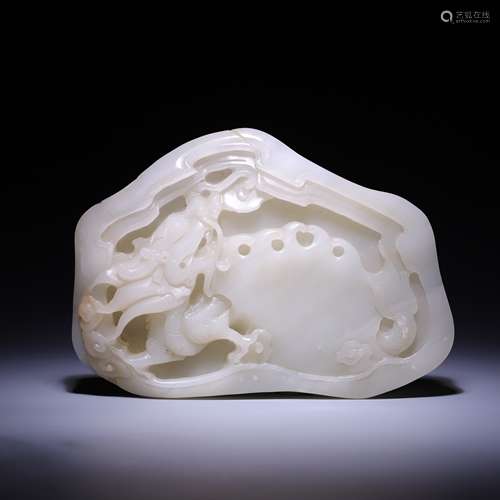 A WHITE JADE‘DRAGON’INKSTONE,QING DYNASTY