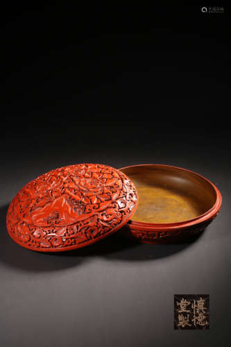 A CARVED CINNABAR LACQUER BOX ,QING DYNASTY