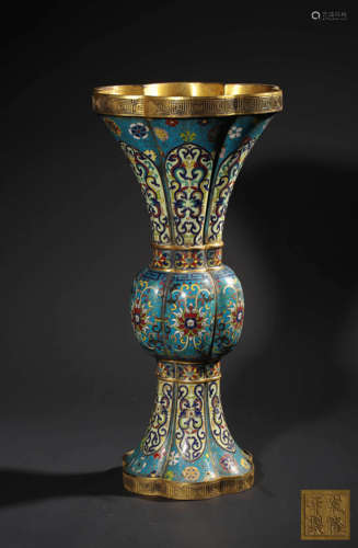 A  CLOISONNE ENAMEL‘FLOWER’VESSEL,MARK AND PERIOD OF QIANLON...