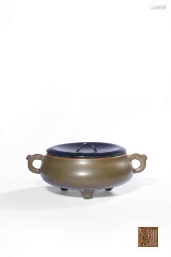 A TEADUST-GLAZED CENSER,MARK AND PERIOD OF QIANLONG
