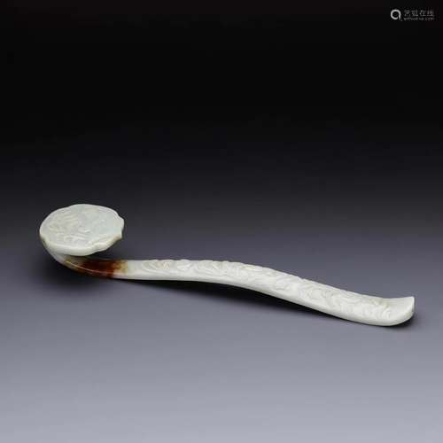 A CARVED WHITE JADE‘POEM’RUYI SCEPTER,QING DYNASTY