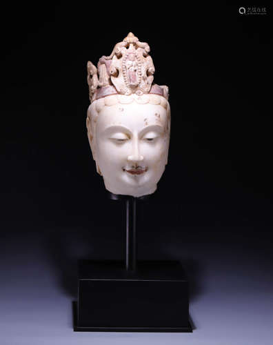 A WHITE MARBLE HEAD OF BUDDHA,TANG DYNASTY