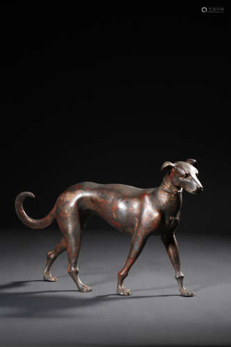 A GILT-BRONZE DOG BY LANG SHINING,QING DYNASTY