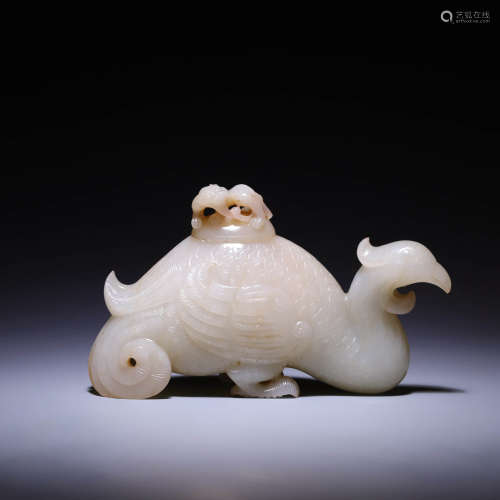 A WHITE JADE‘DRAGON AND PHOENIX’CENSER,QING DYNASTY