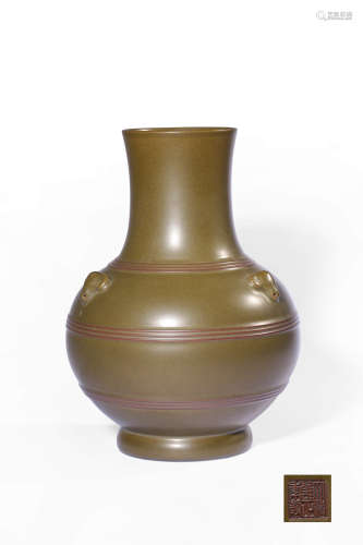 A TEADUST-GLAZED VASE,MARK AND PERIOD OF YONGZHENG