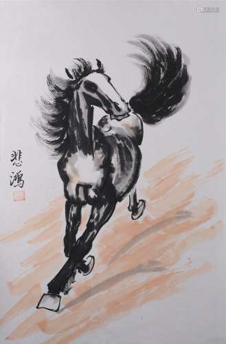 A HORSE PAINTING
PAPER MOUNTED
XU BEIHONG MARK