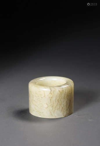 A WHITE JADE ARCHER'S RING,,QING DYNASTY