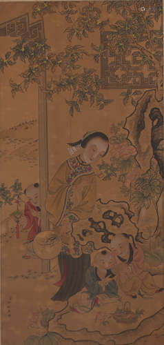 A FIGURE PAINTING 
SILK SCROLL
LENG MEI MARK