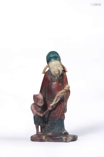 A SOPASTONE FIGURE,QING DYNASTY