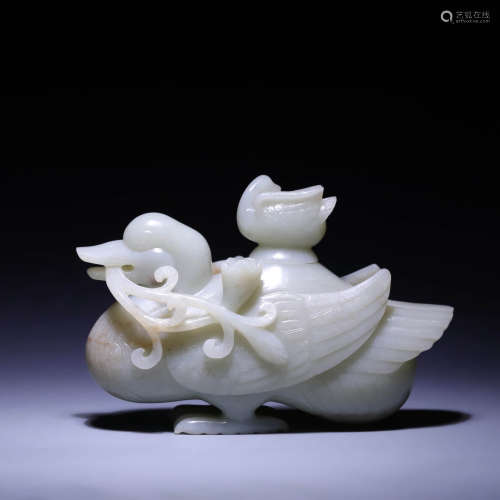 A WHITE JADE GOOSE-SHAOED CENSER,QING DYNASTY