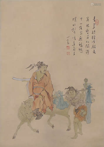 A FIGURE PAINTING 
PAPER SCROLL
FU XINSHE MARK