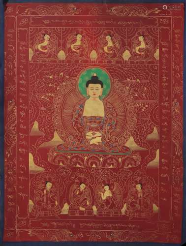 A TANGKA DEPICTING BUDDHA SHAKYAMUNI