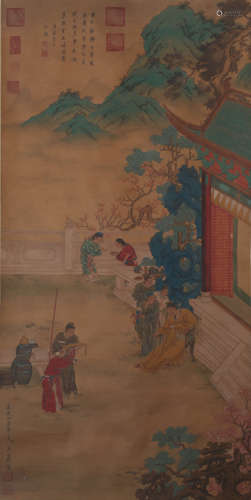 A FIGURE PAINTING 
SILK SCROLL
WU ZI MARK