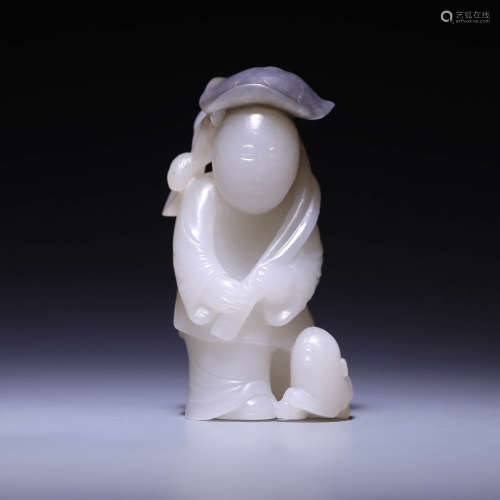 A BLACK AND WHITE JADE‘BOY’GROUP,QING DYNASTY
