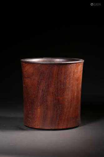 A CARVED ROSEWOOD BRUSHPOT,REPUBLIC PERIOD