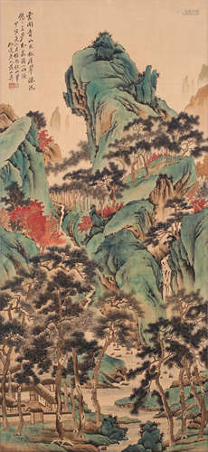 A LANDSCAPE  PAINTING 
PAPER SCROLL
HUANG SHANSHOU MARK