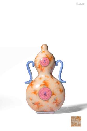 A WOOD-GLAZED DOUBLE-GOURD VASE,MARK AND PERIOD OF YONGZHENG