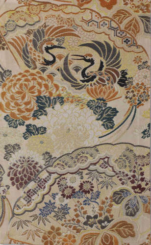 A EMBROIDERED ‘FLOWER AND BIRD' PANEL,QING DYNASTY