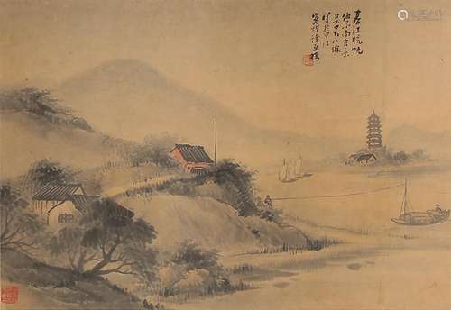 A  LANDSCAPE PAINTING 
PAPER SCROLL
WU SHIXIAN  MARK