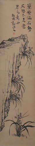A ORCHID PAINTING 
PAPER SCROLL
ZHENG BIAN MARK