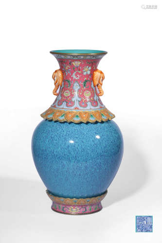 A YANGCAI-GROUND FAMILLE-ROSE‘KIDS’REVOLVING VASE,MARK AND P...