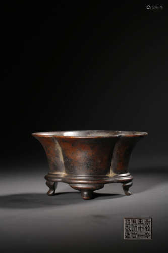 A BRONZE CENSE,CHONGZHEN MARK QING DYNASTY