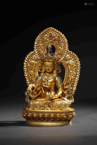 A GILT-BRONZE FIGURE OF BUDDHA,QIANLONG PERIOD