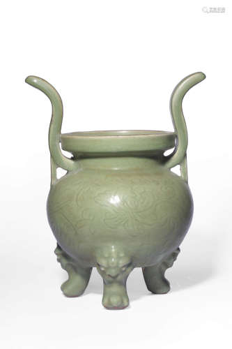 A LONGQUAN CELADON CENSER,MING DYNASTY