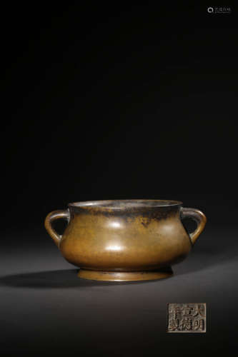 A BRONZE CENSE,XUANDE MARK ,QING DYNASTY