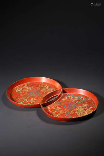 A LACQURE DOUBLE-DISH,QING DYNASTY