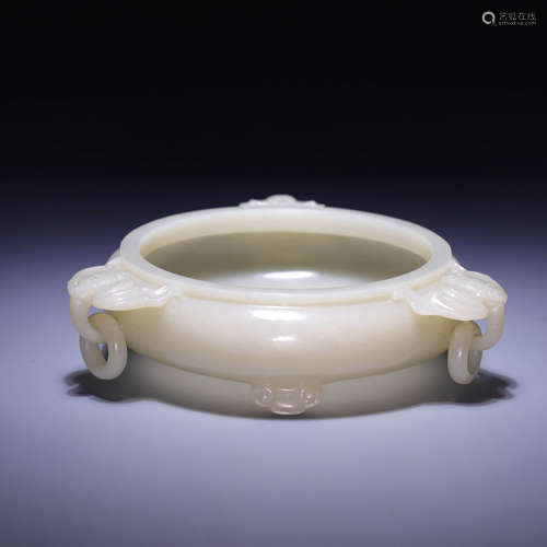 A WHITE JADE CENSER,QING DYNASTY