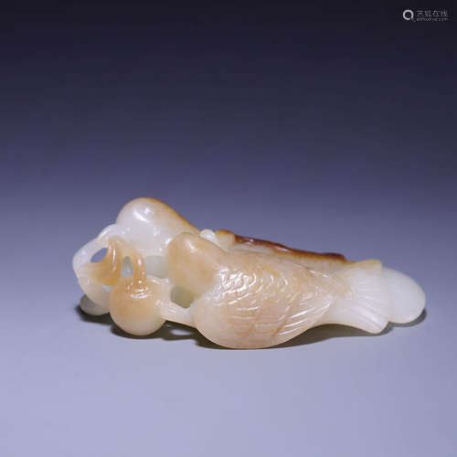 A CARVED WHITE JADE,QING DYNASTY