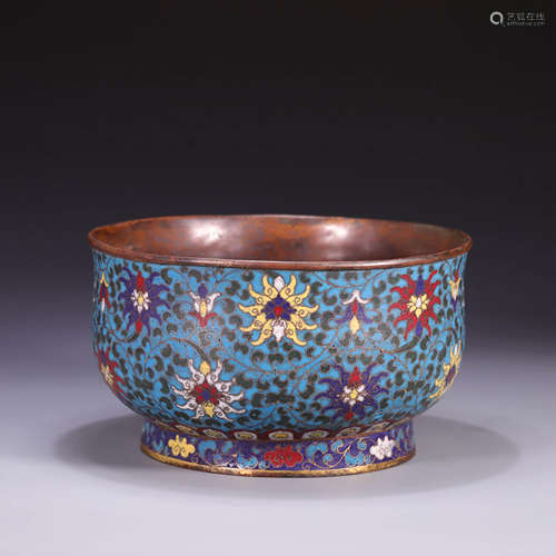 A CLOISONNE ENAMEL‘FLOWER’BOWL,QING DYNASTY