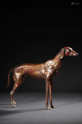 A GILT-BRONZE DOG BY LANG SHINING,QING DYNASTY