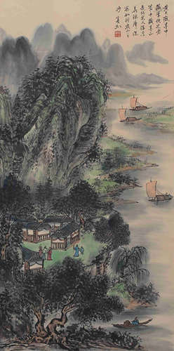 A LANDSCAPE PAINTING 
PAPER SCROLL
HUANG BINHONG MARK