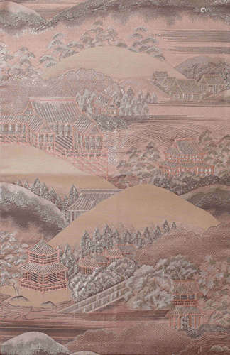 A EMBROIDERED ‘LANDSCAPE' PANEL,QING DYNASTY