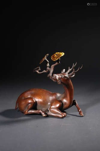 A GILT-BRONZE DEER,QING DYNASTY