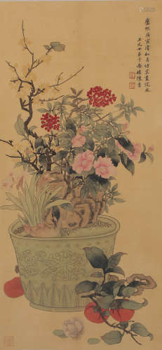A LANDSCAPE PAINTING 
SILK SCROLL