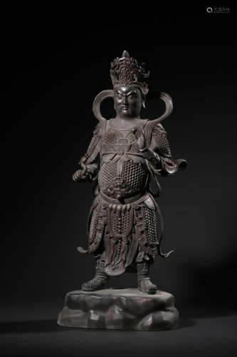 A BRONZE FIGURE OF GUARDIAN,QIANLONG PERIOD