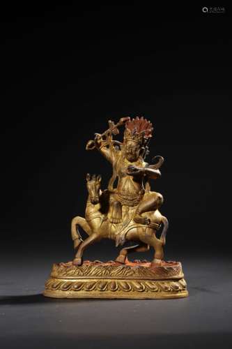 A GILT-BRONZE FIGURE OF SHRI DEVI,QING DYNASTY