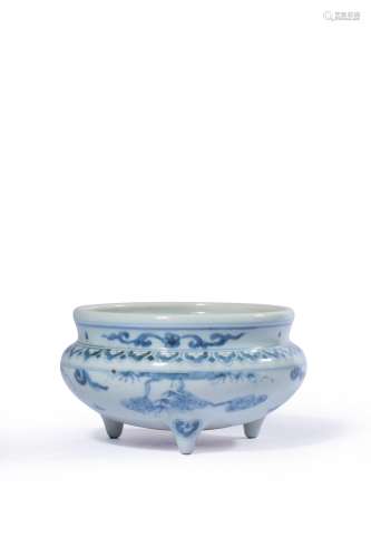 A BLUE AND WHITE CENSER,MING DYNASTY