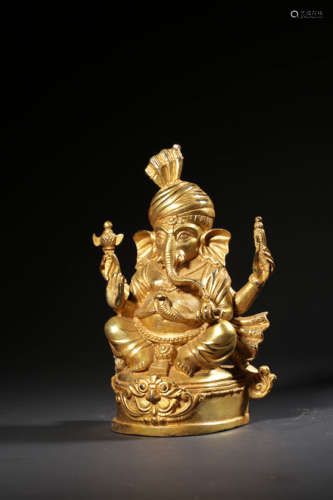 A GILT-BRONZE FIGURE OF BUDDHA,QING DYNASTY