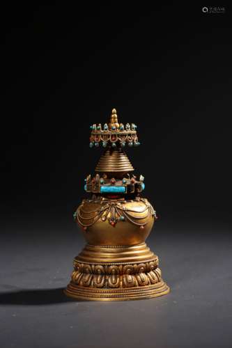 A GILT-BRONZE STUPA,QIANLONG PERIOD