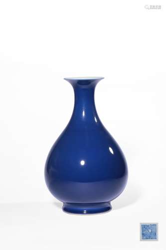A SACRIFCIAL-BLUE-GLAZED PEAR-SHAPED VASE,MARK AND PERIOD OF...