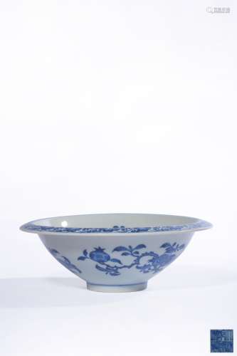 A BLUE AND WHITE 'SANDUO' BOWL, MAKE AND PERIOD OF QIANLONG