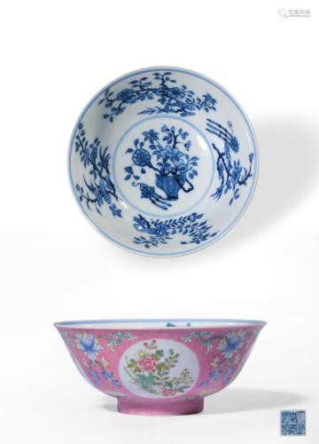 A RUBY-GROUND YANGCAI‘FLOWER’BOWL,MARK AND PERIOD OF JIAQING