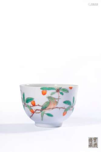 A FAMILLE-ROSE ‘BIRD’CUP,QING DYNASTY