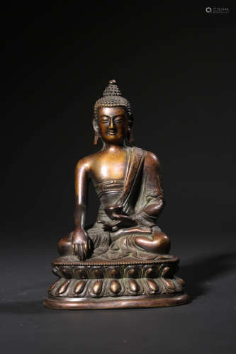 A BRONZE FIGURE OF BUDDHA SHAKYAMUNI,QING DYNASTY