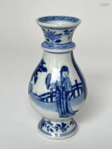 A miniature blue&white vase, marked, KangXi Pr.